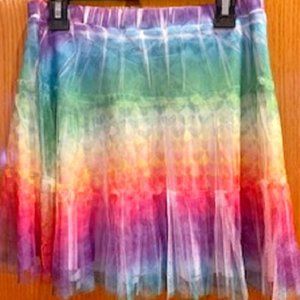 SOLD Girls Xhilaration Rainbow Heart Print Tulle Flare Soft Lining Skirt M